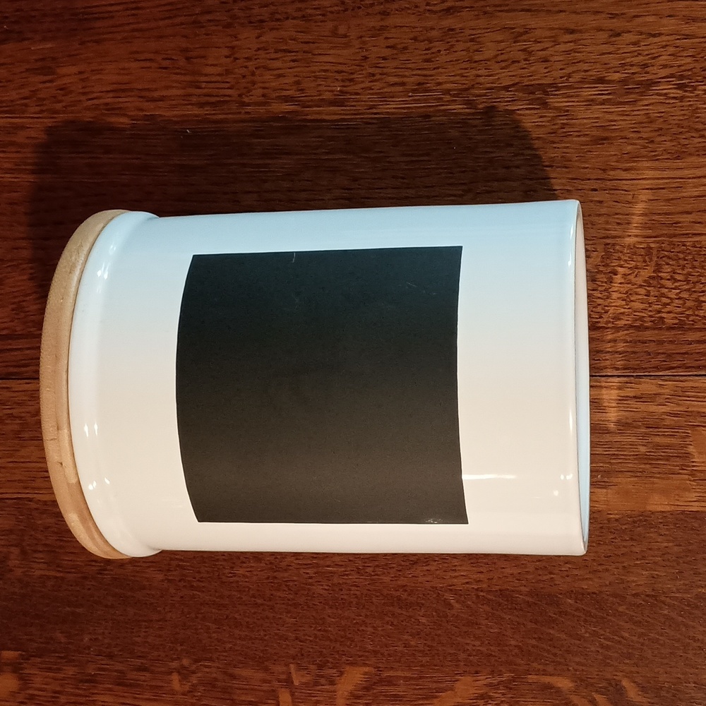Pier 1 Imports Stoneware Storage Container with Chalkboard Label b600